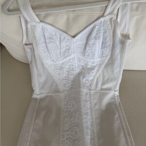 Dolce & Gabbana White Lace & Satin Corset Midi Dress